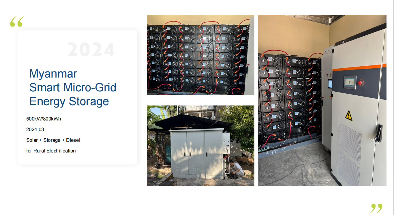 Myanmar Smart Micro-Grid Energy Storage 500kW/800kWh 2024.03 Solar + potencia + Diesel para el