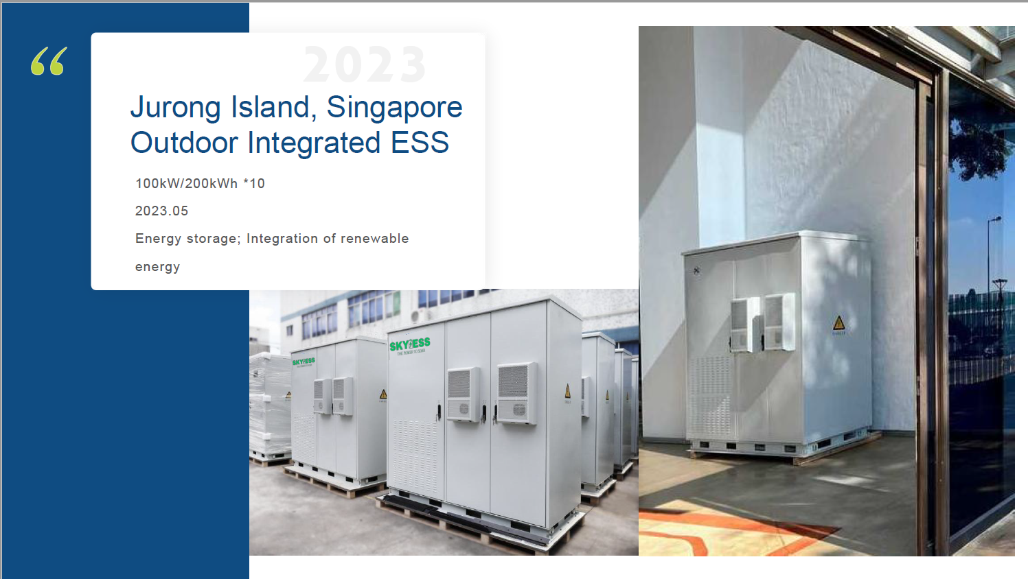 Jurong Island, Singapur Outdoor Integrated ESS 100kW/200kWh Outdoor BESS CABINET